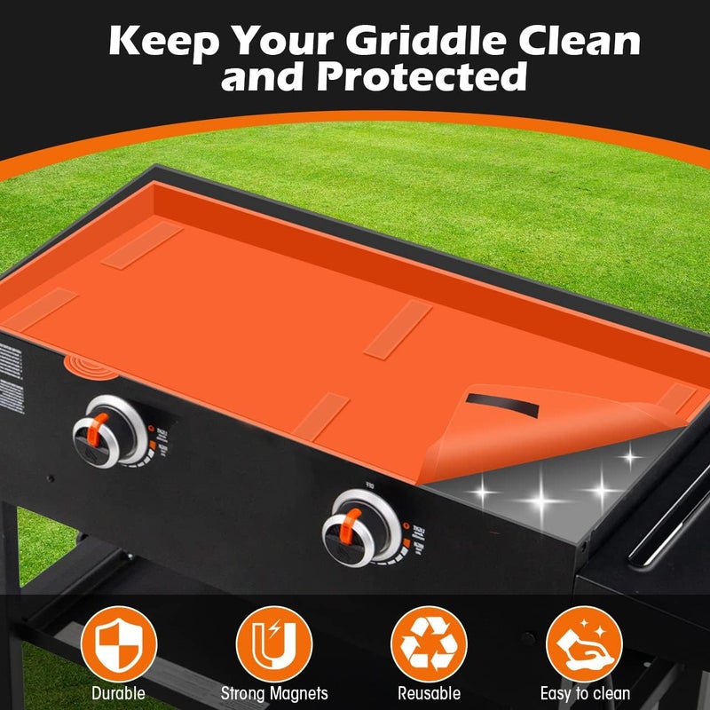 Hydream 28" Griddle Mat Silicone for Blackstone,Magnetic Protective Cover Mats Blackstone Griddle Top Covers Protector Outdoor-Orange - Image 3